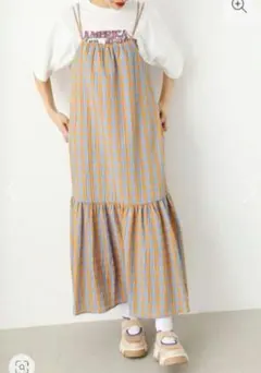 【rodeo crowns】チェックキャミワンピース　オレンジブルー