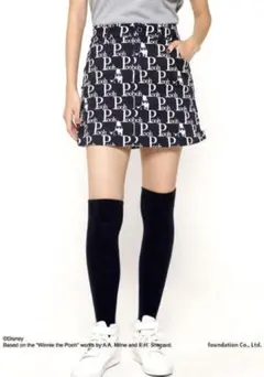 S 新品定価34100円　パーリーゲイツ　プーさん　総柄スカート PEARLY GATES パーリーゲイツ ×ディズニー100周年 裏起毛 長袖