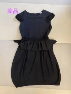 【LANVIN】黒ワンピース リボン ペプラム フォーマル 発表会 学校行事のサムネイル