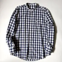 PAPAS パパス バンドカラーシャツ ギンガムチェック ネイビー×ホワイトのサムネイル