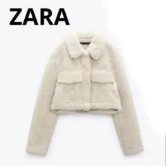 ZARA クリーム色 ファーショートジャケット - メルカリ