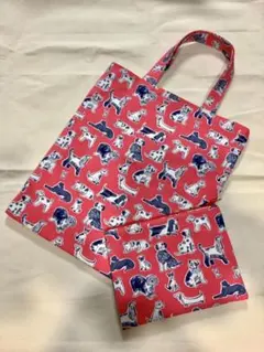 シンプルトートバッグ　キャス・キッドソン　ハンドメイド　ポーチ付き　わんちゃん柄