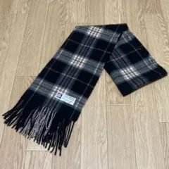 CASHMERE REFINED カシミヤ チェック柄 マフラー ブラック