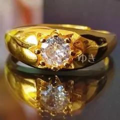 サンフレア 太陽を宿す一粒の輝き モアサナイト 18金コーティング リング 印台