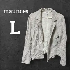 早い者勝ち✨️maunces 【L】ストライプジャケット ホワイト ボタン