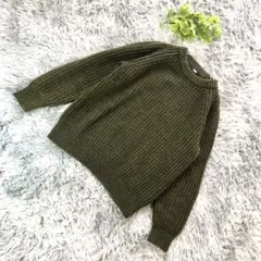 UNIQLO【M】リブ編み セーター 長袖 オリーブ 緑系 グリーン ニット