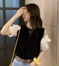 半袖 肩だし トップス オフショル 無地 シンプル フリル
