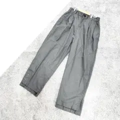 B1177【THELEADER UNISEX】タックワイドパンツ/L/グレー