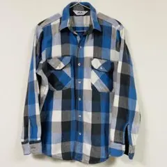 80's DAKOTA BY FIVE BROTHER 青黒白チェックネルシャツ