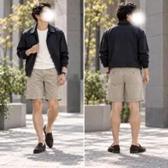 ユニクロ メンズ ショートパンツ L ベージュ 綿100% ウエスト84-92