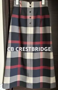 【美品】CB クレストブリッジ　チェックIラインスカート　赤　黒