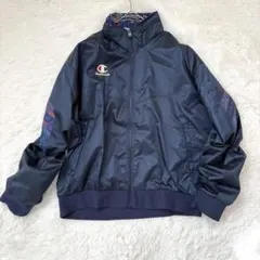 Champion 刺繍ロゴ ナイロンジャケット ネイビー メンズL相当