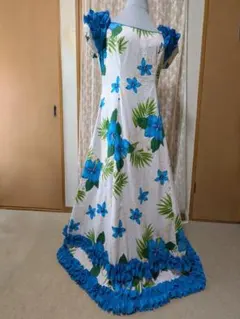 ハワイ製 CC Fashions フラドレス ブルー花柄 Mのサムネイル