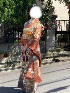 タチバナ柄　振袖セット　160㎝前後　直接受取可