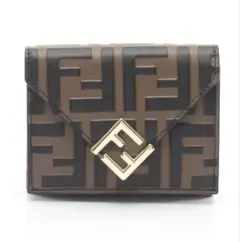 【箱付き新品未使用】FENDI 三つ折り財布 FFダイヤモンド ブラウン レザー