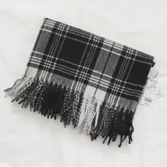 LEPSIM　レプシィム　洗えるチェック柄ストール　モノトーン　マフラー　白黒