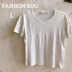 海外古着✨FASHION BUG【L】半袖 無地 ホワイト Tシャツ コットン