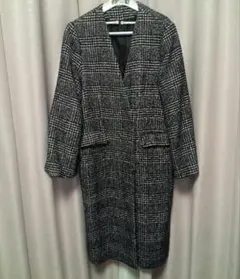 センスオブプレイス　グレンチェックノーカラーコート