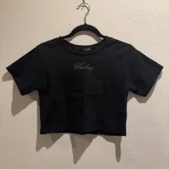Heather 半袖Tシャツ ブラック ラインストーンロゴのサムネイル