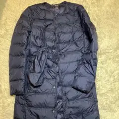 ネイビー ロングダウンジャケット フード付き　ユニクロ　S