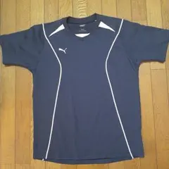 PUMA ネイビー メッシュTシャツ XLsize