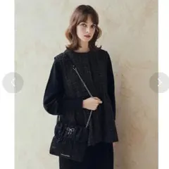 ビジューリボンギャザーショルダーバッグ