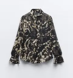 ZARA プリント柄セミシースルーシャツ