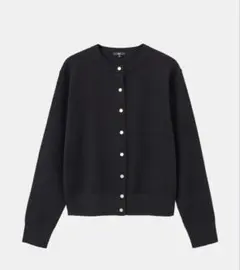 PLST エクストラファインメリノウールブレンドメタルボタンカーディガン 黒 L