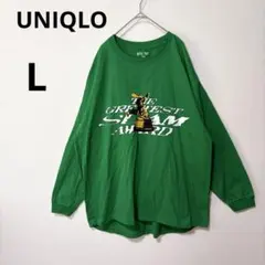 UNIQLO L グリーン 上野伸平 UTスケーター ロンT 長袖カットソーのサムネイル