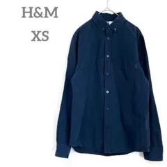 H&M 長袖シャツ XS 紺色 小さいサイズ カジュアル 長袖ブラウス 着回し