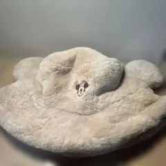 ディズニー　帽子　バケハ　ベージュ　ミッキー　もこもこ　ファー　58cm