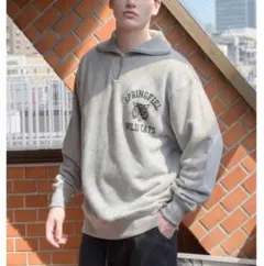 HOUSTON ヒューストン ハーフジップスウェット L グレー