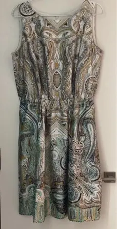 【Comme ça ism】ワンピース ペイズリー柄 グリーン系 美品XL