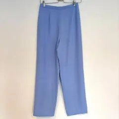 ライトブルースラックス タック ストレート ワイドパンツ きれいめ オフィス