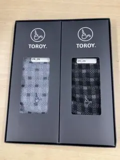 TOROY チェック柄ソックス 2足セット 24-26cm(ブラック、グレー)