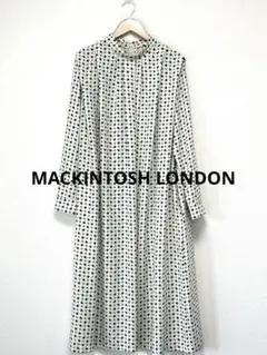 美品　マッキントッシュ　ロンドン　半袖 ロング　ワンピース ホワイト ドット柄 美品 マッキントッシュ ロンドン 半袖 ロング ワンピース ホワイト
