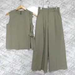 ナノユニバース ノースリーブ トップス パンツ セットアップ タックパンツ 36