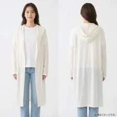 Le Sabil ルサビィ フード付き スラブロングカーディガン ホワイト M
