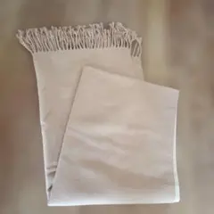 ベージュ濃淡 フリンジ付きマフラー（大判）