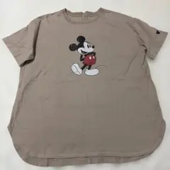 【L〜LLサイズ】ミッキーマウス プリント Tシャツ ベージュ