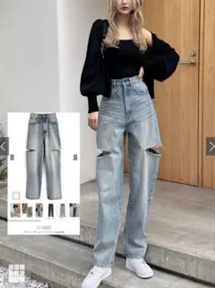 GRL スリットデニムワイドパンツ(cu420)のサムネイル