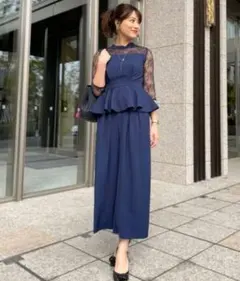 レースペプラムトップス+サイドレースパンツの２点セットアップ