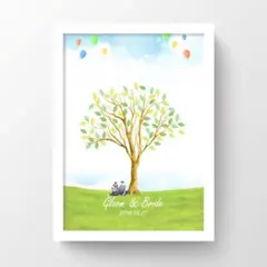 水彩風ウェディングツリー♡結婚式　披露宴　花嫁　ペーパーアイテム　オリジナル