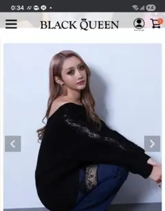 BLACKQUEEN ブラック オフショルダー ニット