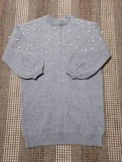 rienda グレー パール装飾 セーター M