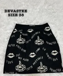 DEVASTEE（デヴァステ） 総柄 ミニスカート 38 M 黒[279]