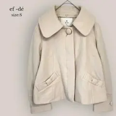 エフデef -de 2WAYショートコート　ノーカラーコート　ウール混