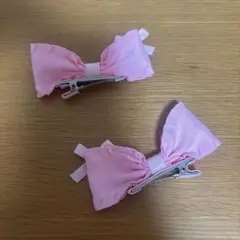 リボンクリップ　ヘアクリップ　ピンク　量産型　地雷　ロリィタ