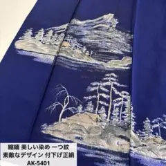 縮緬 美しい染め 一つ紋 素敵なデザイン 付下げ 訪問着 正絹 AK-5401