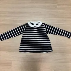 プチバトー PETIT BATEAU 86cm 紺 ボーダー カットソー